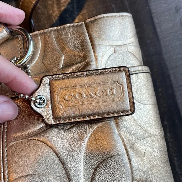 Coach East West gold embossed, shoulder tote